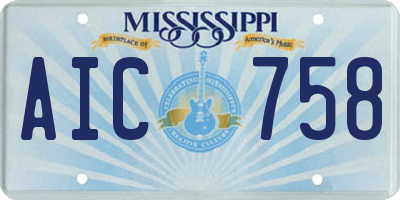 MS license plate AIC758