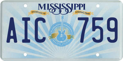 MS license plate AIC759