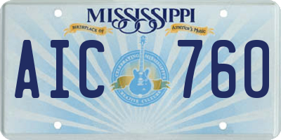 MS license plate AIC760