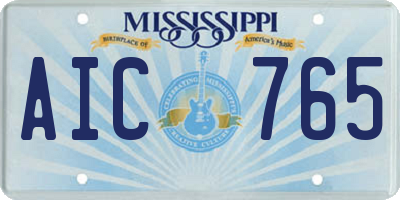 MS license plate AIC765
