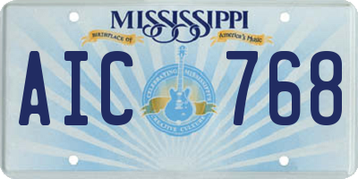 MS license plate AIC768