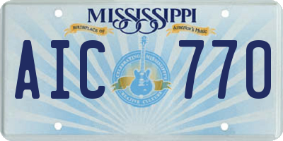 MS license plate AIC770