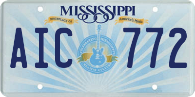 MS license plate AIC772