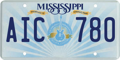 MS license plate AIC780