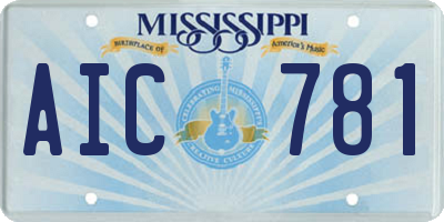MS license plate AIC781