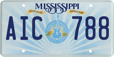 MS license plate AIC788