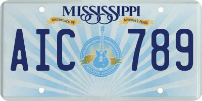 MS license plate AIC789