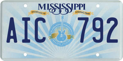 MS license plate AIC792