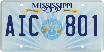 MS license plate AIC801