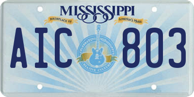 MS license plate AIC803