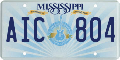 MS license plate AIC804