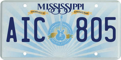 MS license plate AIC805