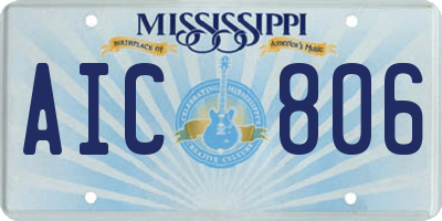 MS license plate AIC806