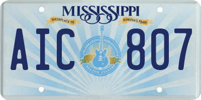 MS license plate AIC807