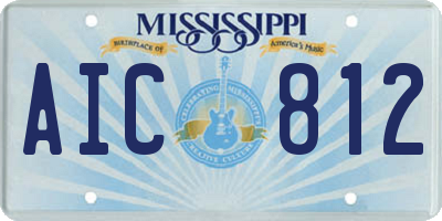 MS license plate AIC812