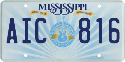 MS license plate AIC816