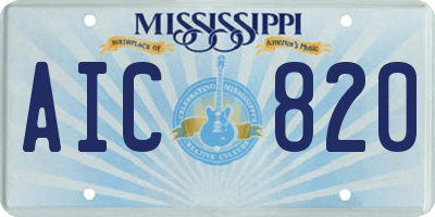 MS license plate AIC820