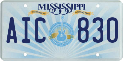 MS license plate AIC830
