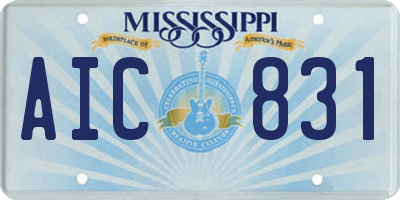 MS license plate AIC831