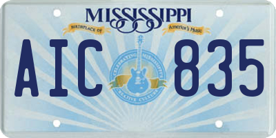 MS license plate AIC835