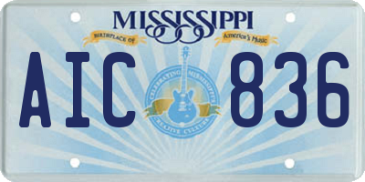 MS license plate AIC836