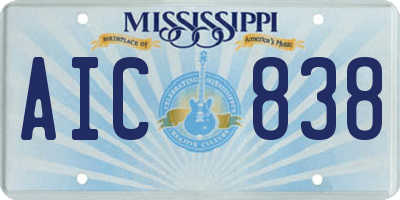 MS license plate AIC838