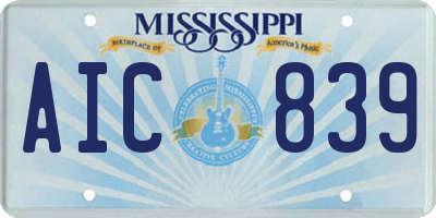 MS license plate AIC839