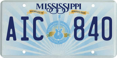 MS license plate AIC840