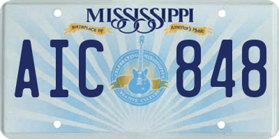 MS license plate AIC848