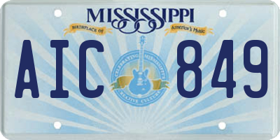 MS license plate AIC849