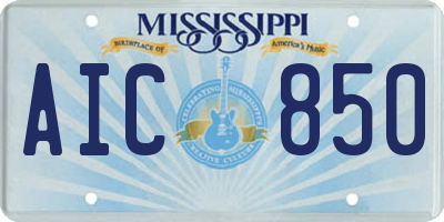MS license plate AIC850