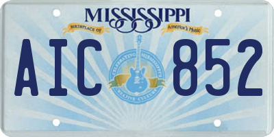MS license plate AIC852