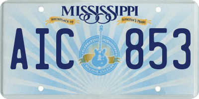 MS license plate AIC853