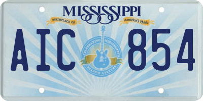 MS license plate AIC854