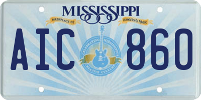 MS license plate AIC860