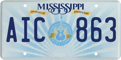 MS license plate AIC863