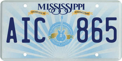 MS license plate AIC865