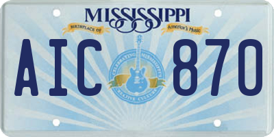 MS license plate AIC870