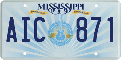 MS license plate AIC871