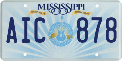 MS license plate AIC878