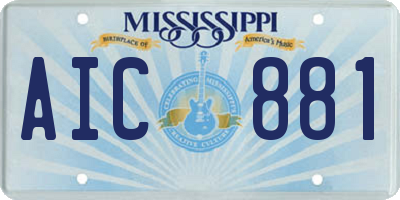 MS license plate AIC881
