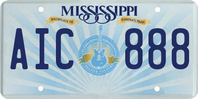 MS license plate AIC888