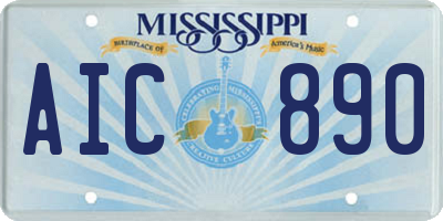 MS license plate AIC890
