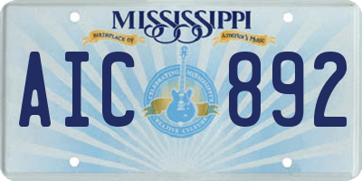 MS license plate AIC892