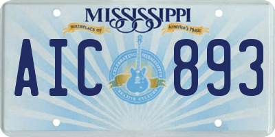 MS license plate AIC893