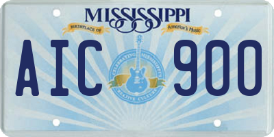 MS license plate AIC900