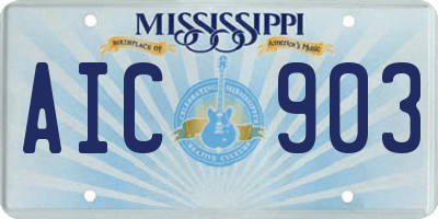 MS license plate AIC903