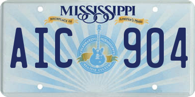 MS license plate AIC904