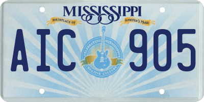 MS license plate AIC905