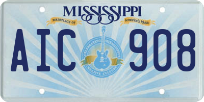 MS license plate AIC908
